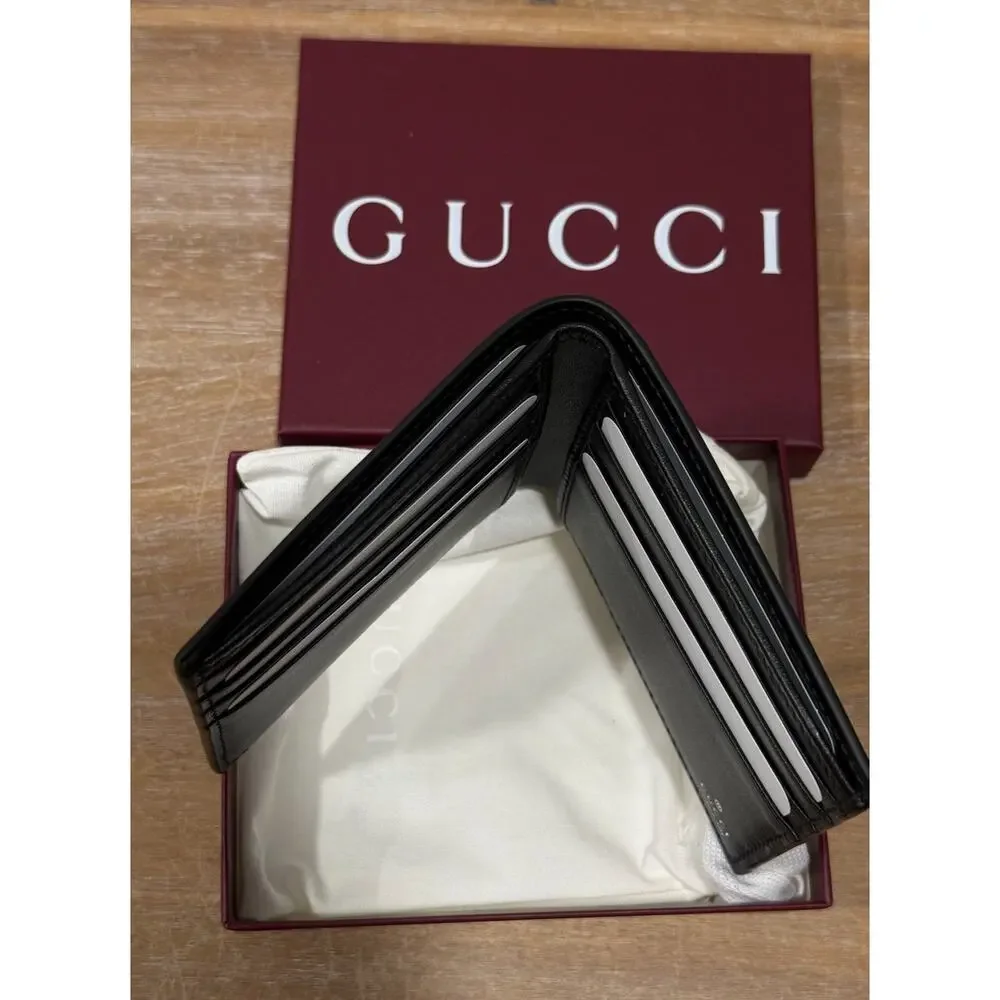 Gucci Horsebit Leather Bifold Wallet Black NIB Box Dust Bag Mens